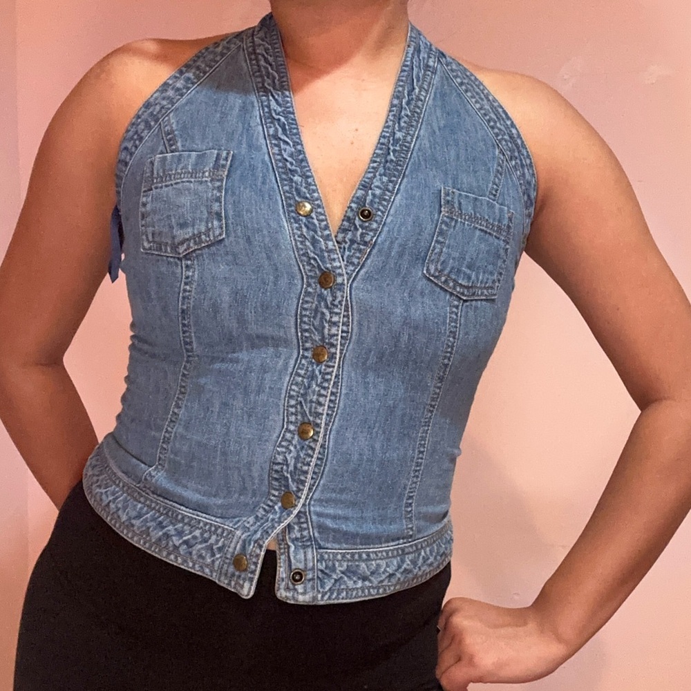 Lucky Brand Blue Denim Halter Top